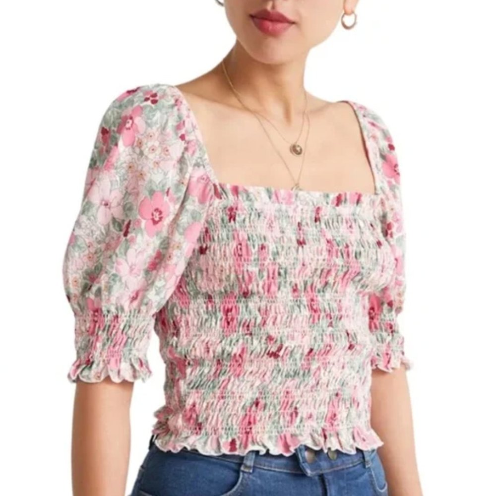 & Other Stories Floral Square Neck Crop Top worn once